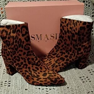 Smash Shoes Leopard Print Ankle Booties